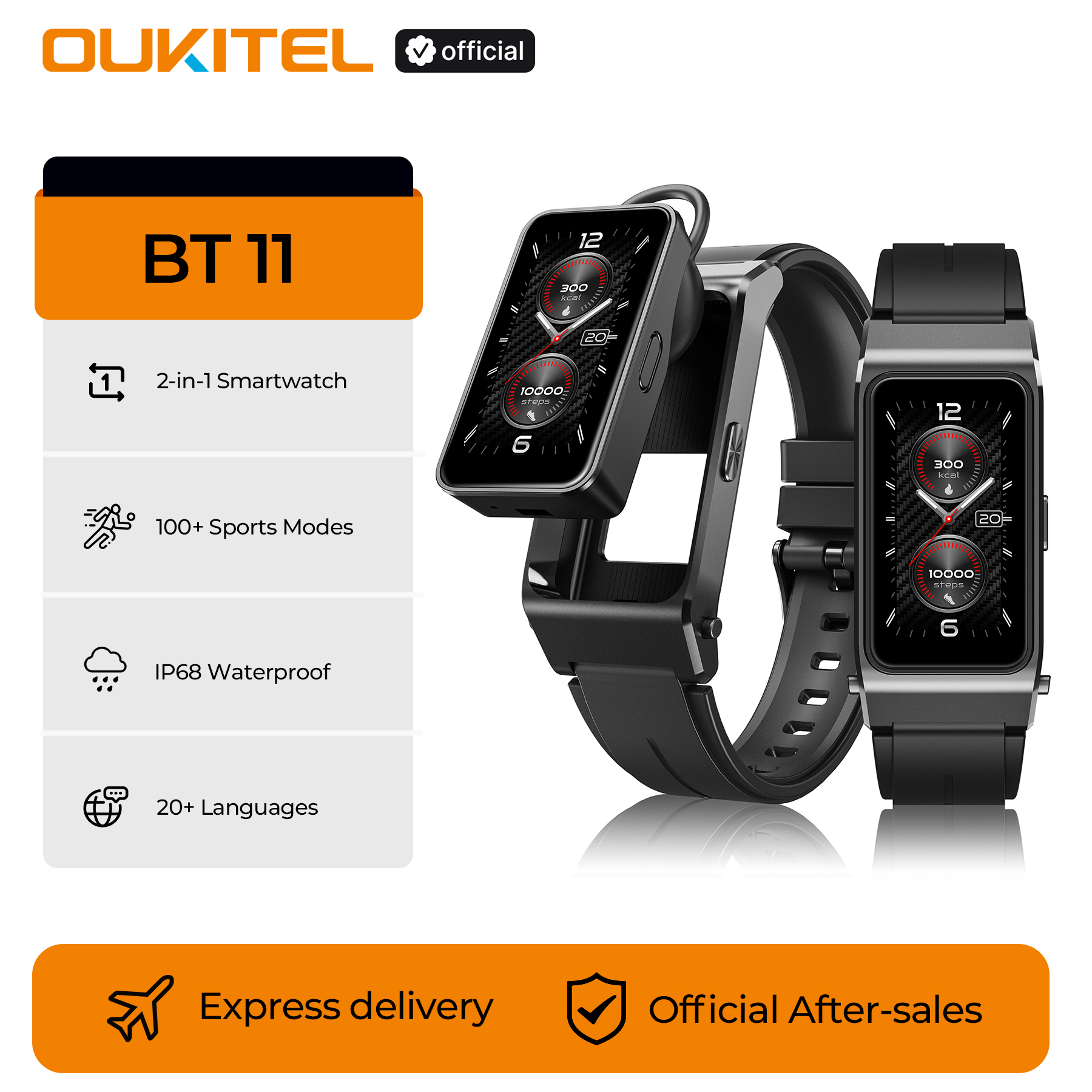 Smartwatch Headset - OUKITEL BT11 Smartwatch Bluetooth Headset 2-in-1,