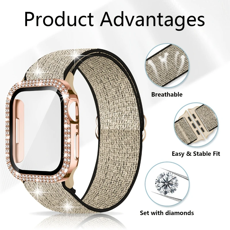 Band+Case for Apple Watch 45mm - Smartwatch Watch Accessories For Women incelemesi ve fiyatı