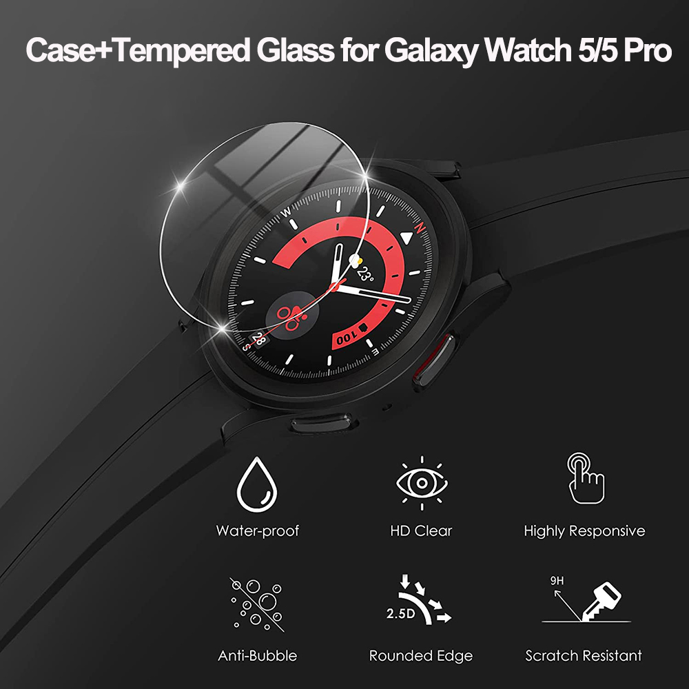 Cover+Tempered Glass for Samsu - Accessories For Galaxy Watch 5 incelemesi ve fiyatı