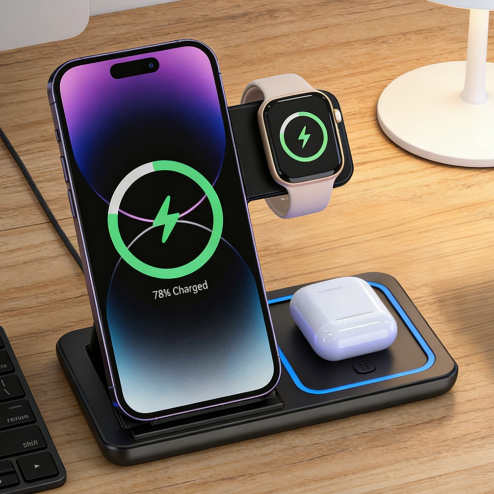 Foldable 3 in 1 Wireless Charg - Watch Charging Dock incelemesi ve fiyatı