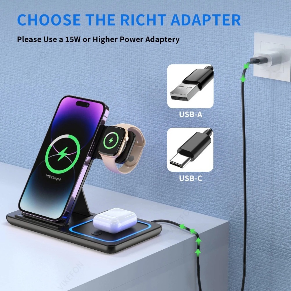 Foldable 3 in 1 Wireless Charg - Watch Charging Dock incelemesi ve fiyatı