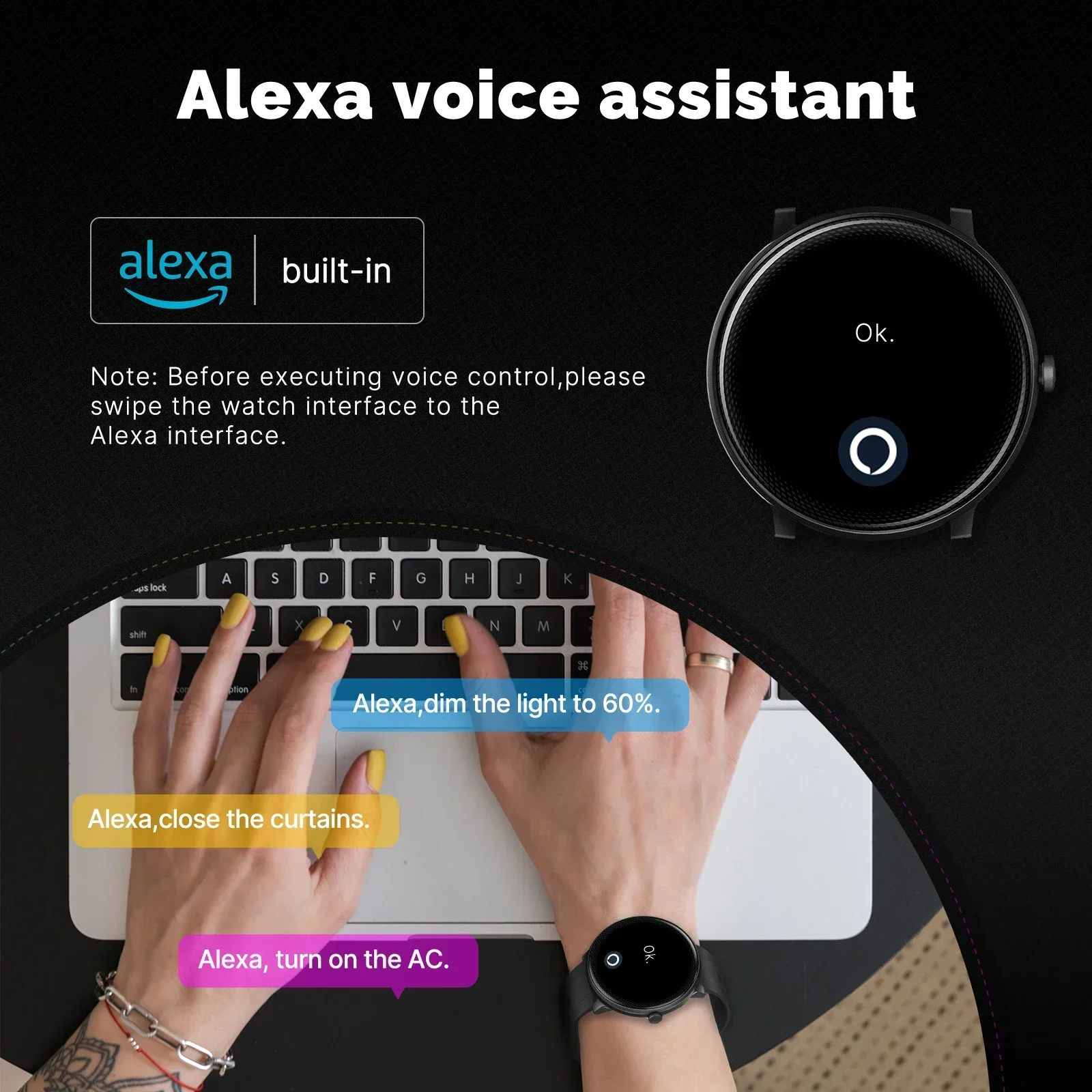 MOES Smart Watch Alexa Built-i - Smartwatch Touch incelemesi ve fiyatı