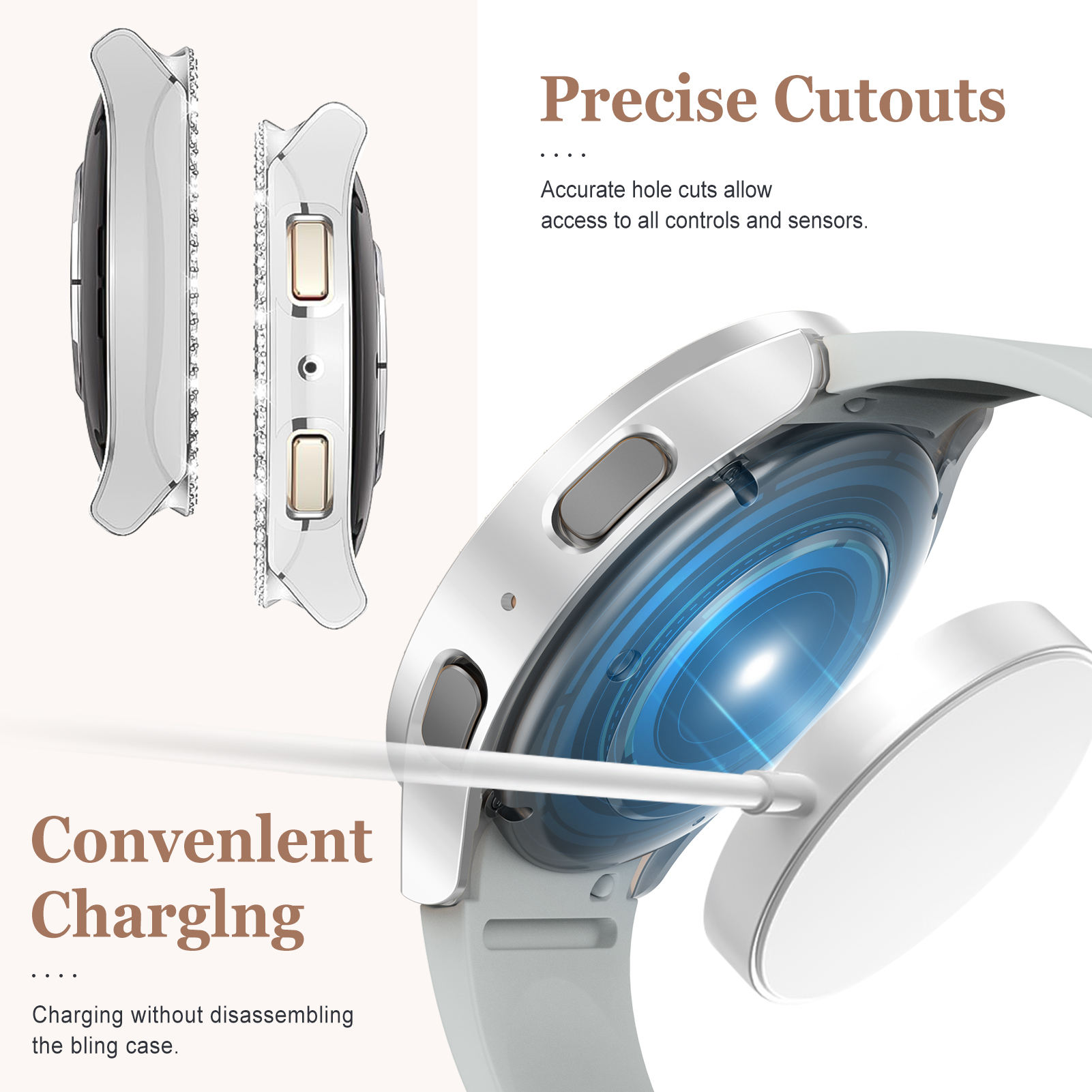 Glass+Diamond Case for Samsung - Smartwatch Watch Accessories For Women incelemesi ve fiyatı